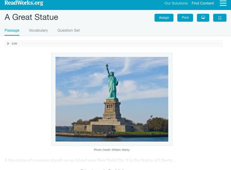 Read Works: A Great Statue Activity