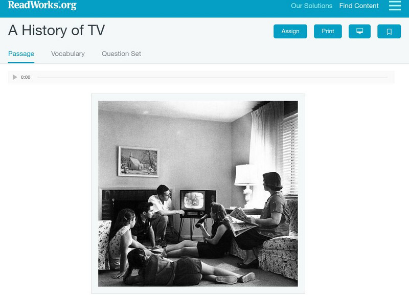 Read Works: A History of Tv Activity Read Works: A History of Tv Activity