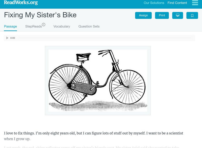 Read Works: Fixing My Sister's Bike Activity