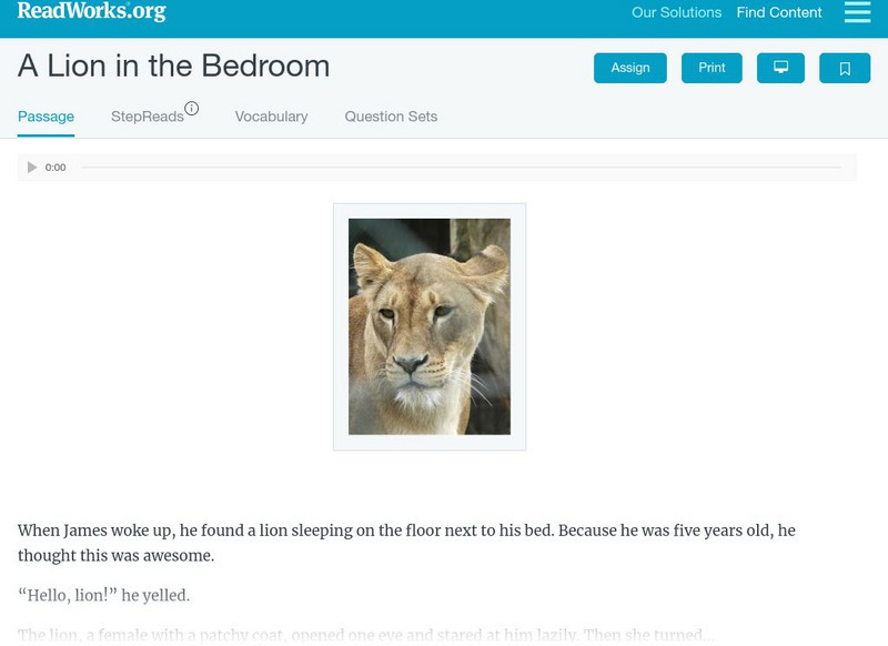 Read Works: A Lion in the Bedroom Unit Plan Read Works: A Lion in the Bedroom Unit Plan
