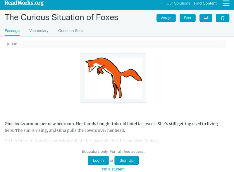 Read Works: The Curious Situation of Foxes Activity Read Works: The Curious Situation of Foxes Activity