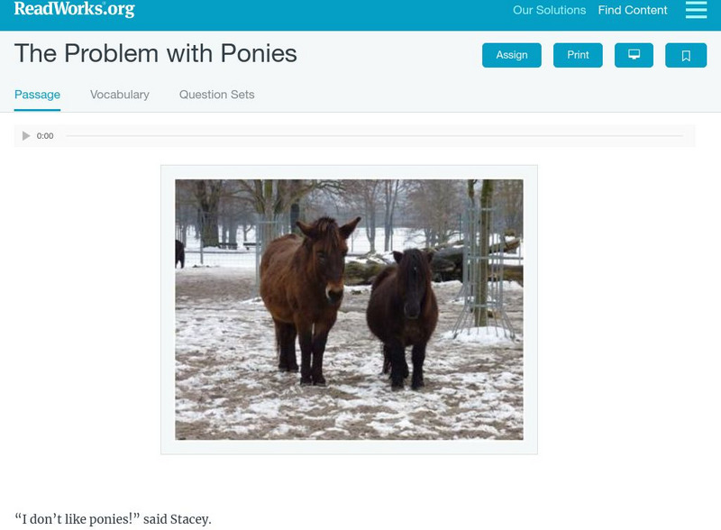 Read Works: The Problem With Ponies Activity