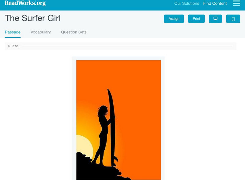 Read Works: The Surfer Girl Activity Read Works: The Surfer Girl Activity