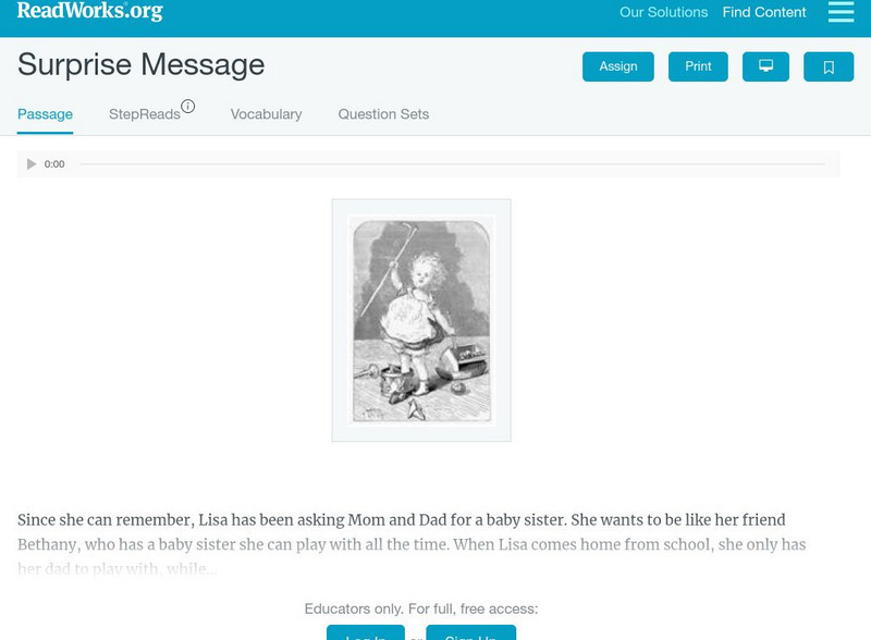 Read Works: Surprise Message Activity Read Works: Surprise Message Activity