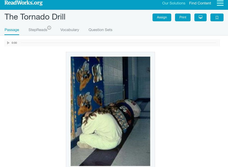Read Works: The Tornado Drill Activity