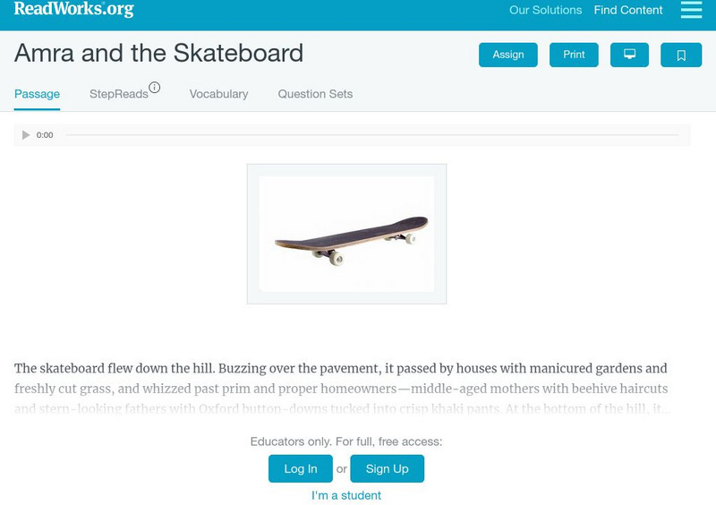 Read Works: Amra and the Skateboard Unit Plan