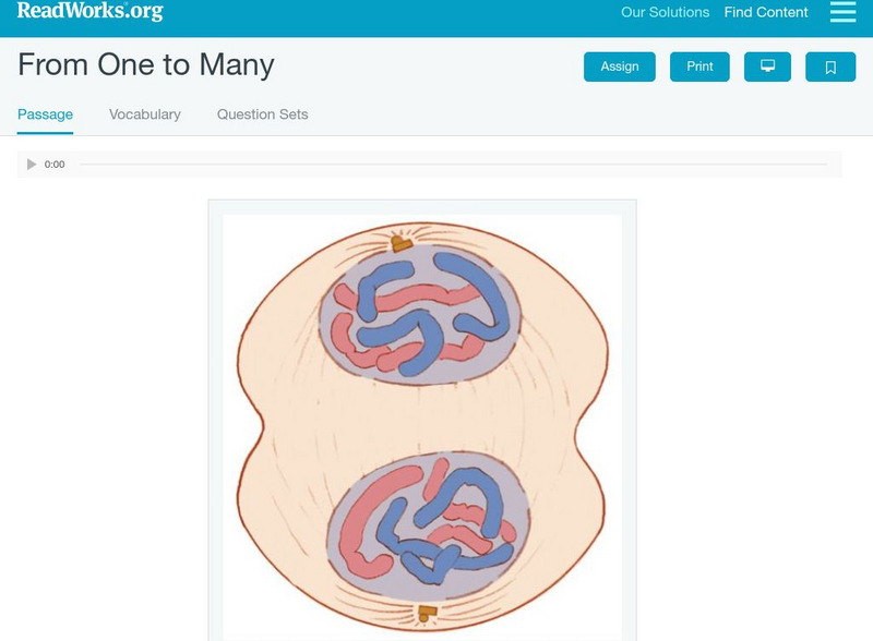 Read Works: From One to Many Activity Read Works: From One to Many Activity