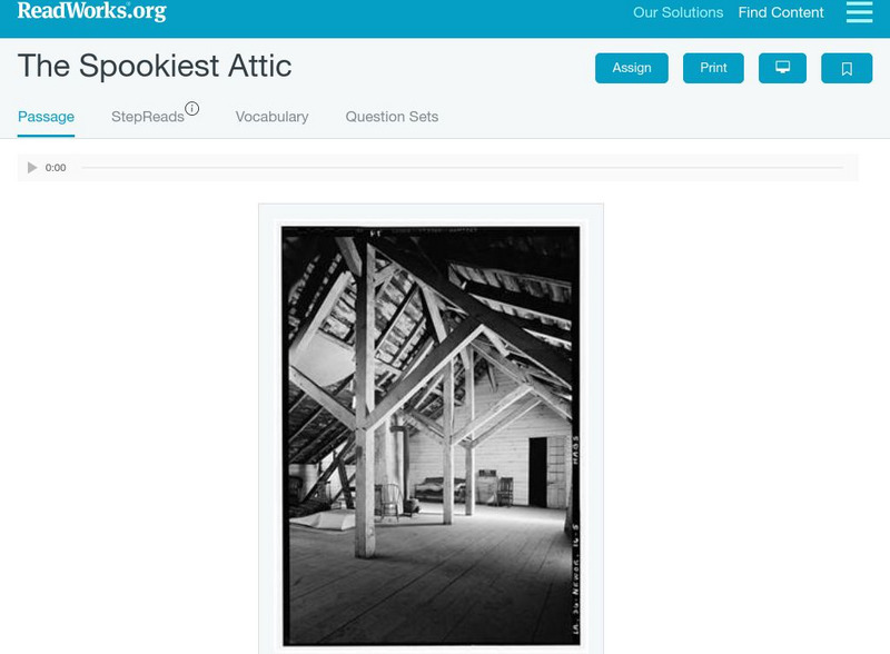 Read Works: The Spookiest Attic Activity
