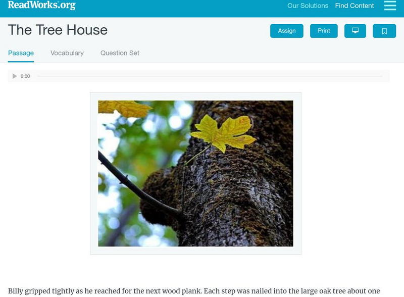 Read Works: The Tree House Unit Plan Read Works: The Tree House Unit Plan