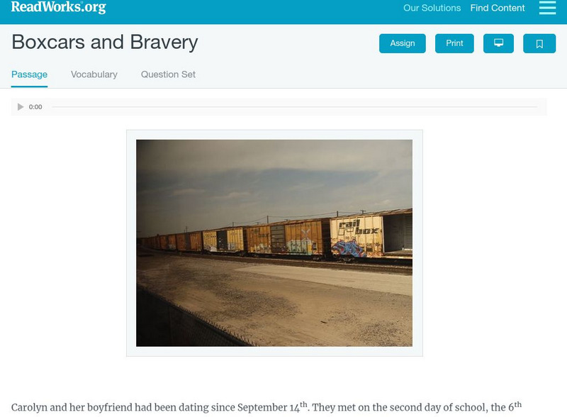 Read Works: Boxcars and Bravery Activity Read Works: Boxcars and Bravery Activity