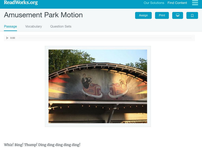Read Works: Amusement Park Motion Activity Read Works: Amusement Park Motion Activity