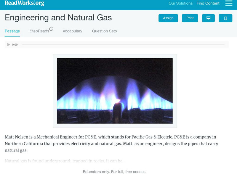 Read Works: Engineering and Natural Gas Activity