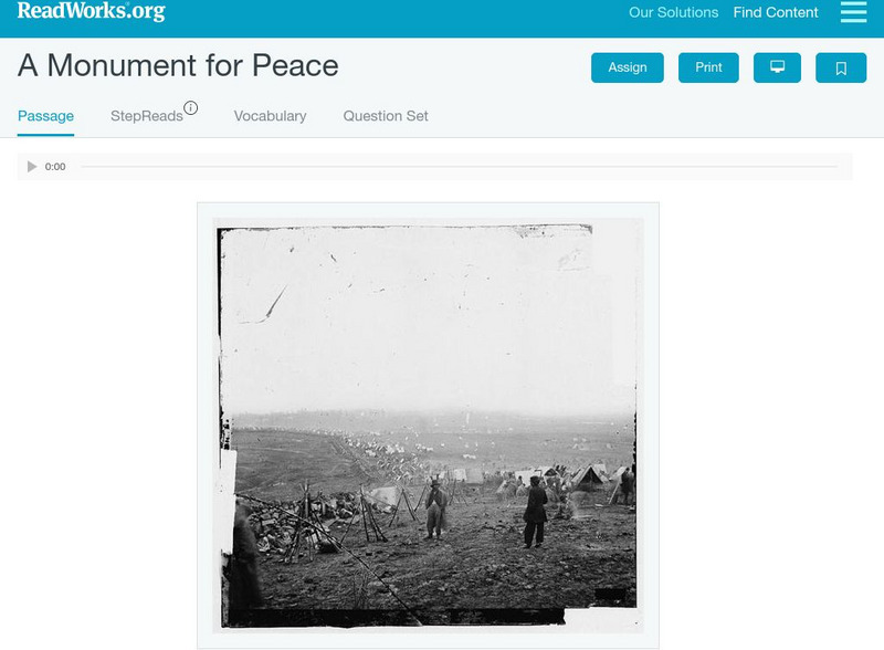 Read Works: A Monument for Peace Activity Read Works: A Monument for Peace Activity