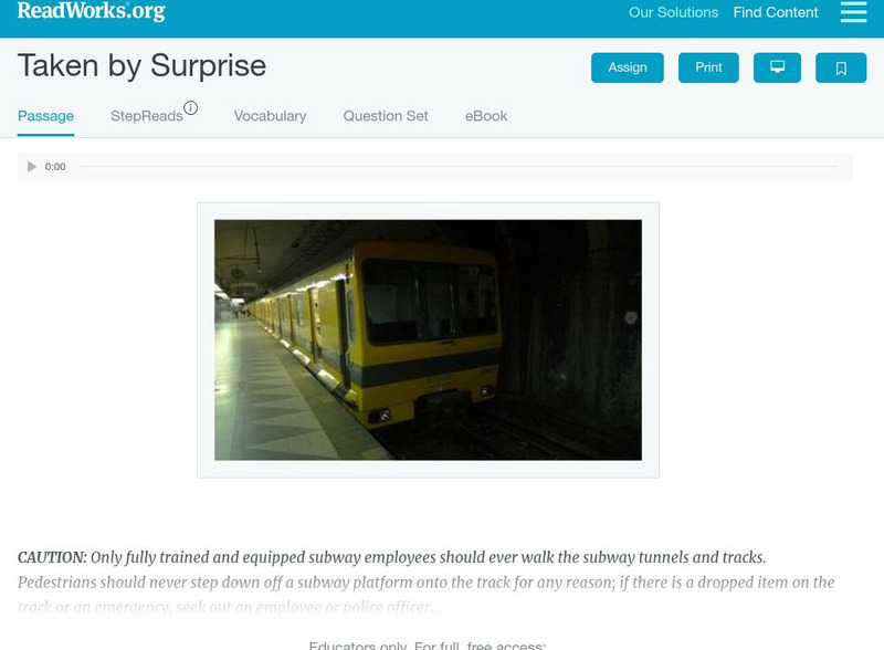 Read Works: Taken by Surprise Unit Plan