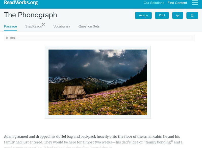 Read Works: The Phonograph Activity Read Works: The Phonograph Activity