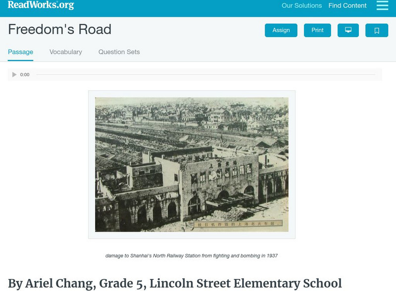 Read Works: Freedom's Road Activity Read Works: Freedom's Road Activity