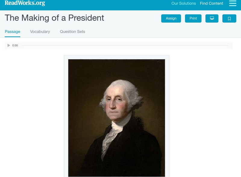 Read Works: The Making of a President Activity