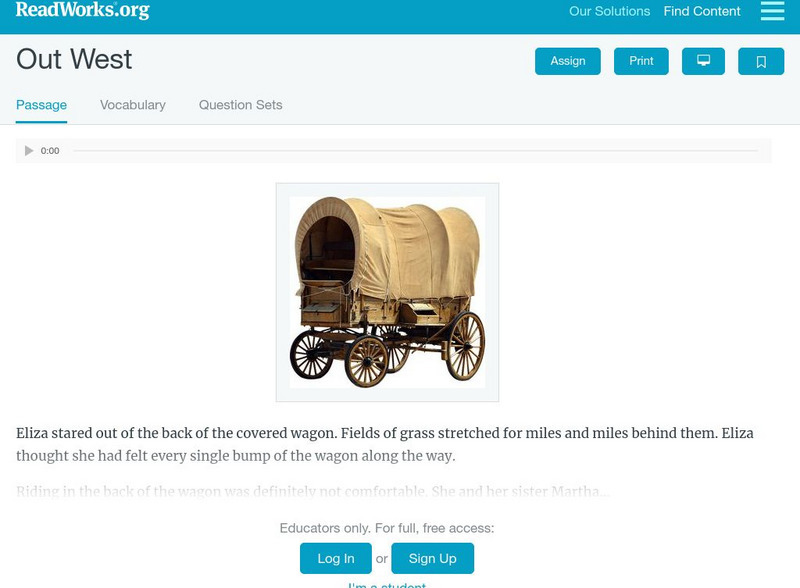Read Works: Out West Activity Read Works: Out West Activity
