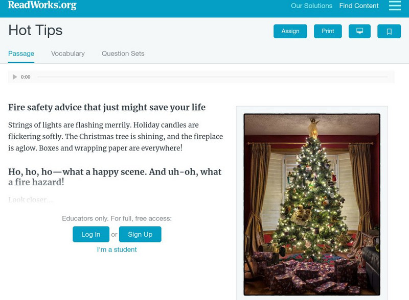 Read Works: Hot Tips Activity