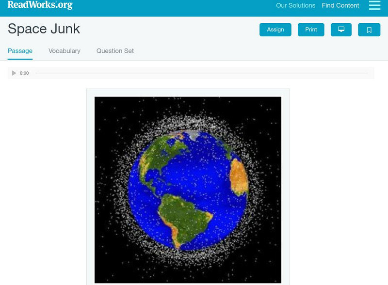 Read Works: Space Junk Activity Read Works: Space Junk Activity