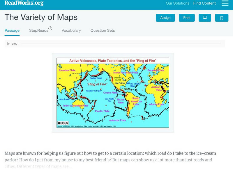 Read Works: The Variety of Maps Activity Read Works: The Variety of Maps Activity