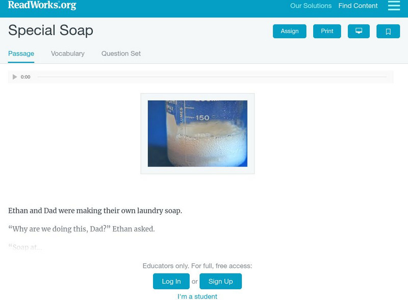 Read Works: Special Soap Activity