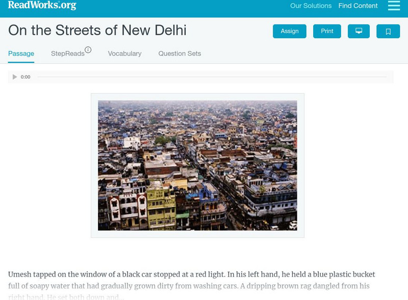 Read Works: On the Streets of New Delhi Activity Read Works: On the Streets of New Delhi Activity