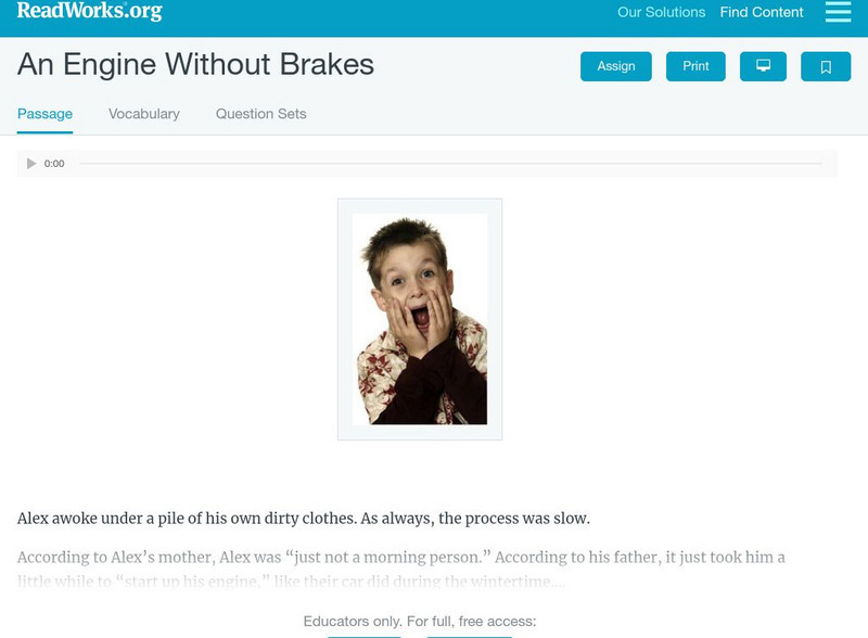 Read Works: An Engine Without Brakes Activity Read Works: An Engine Without Brakes Activity