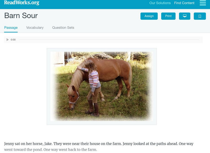 Read Works: Barn Sour Activity