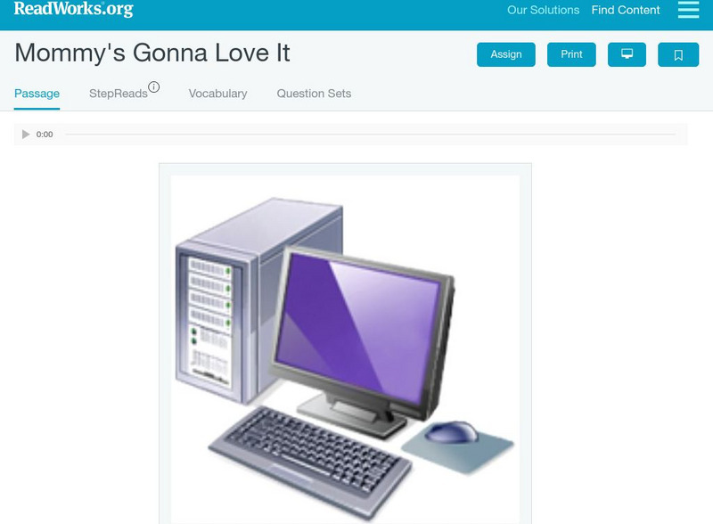 Read Works: Mommy's Gonna Love It Activity
