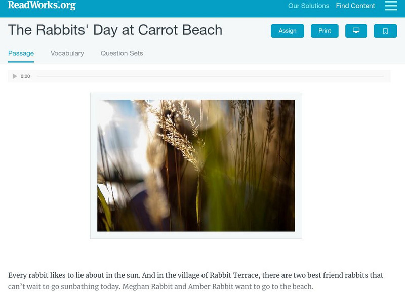 Read Works: The Rabbits' Day at Carrot Beach Activity