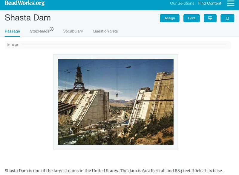 Read Works: Shasta Dam Activity Read Works: Shasta Dam Activity