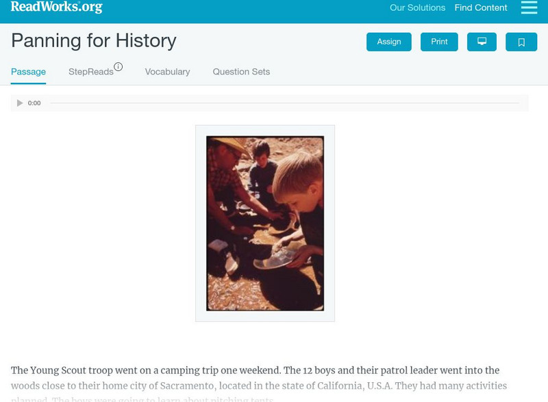 Read Works: Panning for History Activity