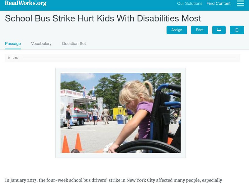 Read Works: School Bus Strike Hurt Kids With Disabilities Most Activity Read Works: School Bus Strike Hurt Kids With Disabilities Most Activity