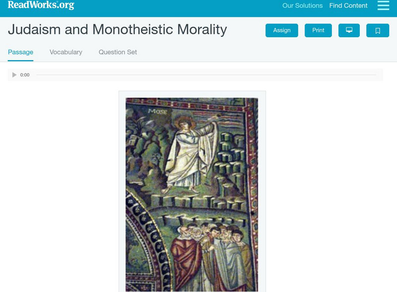 Read Works: Judaism and Monotheistic Morality Activity Read Works: Judaism and Monotheistic Morality Activity