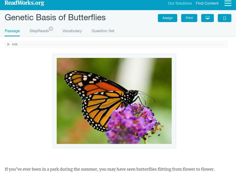 Read Works: Genetic Basis of Butterflies Activity Read Works: Genetic Basis of Butterflies Activity