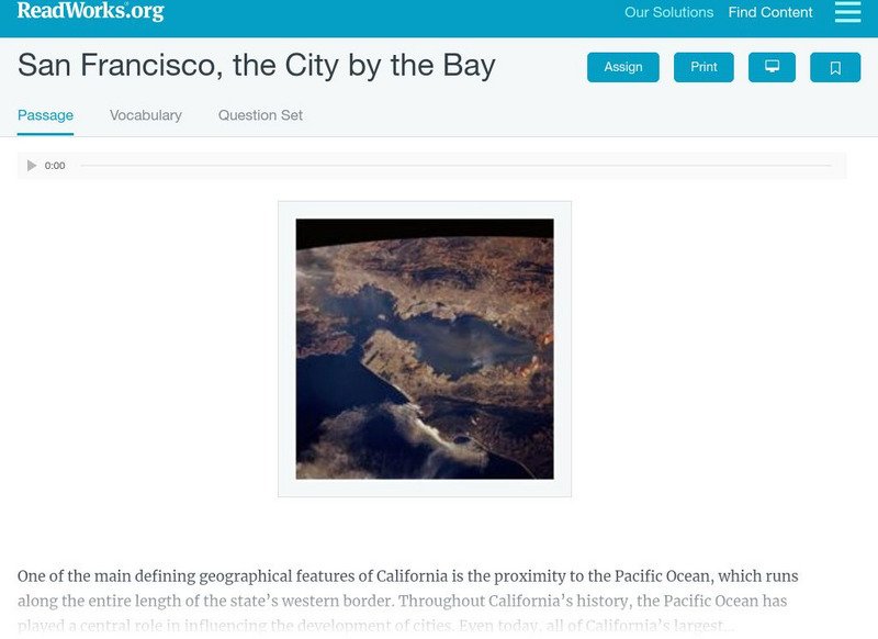 Read Works: San Francisco, the City by the Bay Activity Read Works: San Francisco, the City by the Bay Activity