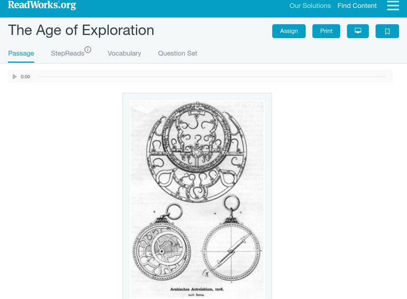 Read Works: The Age of Exploration Activity Read Works: The Age of Exploration Activity