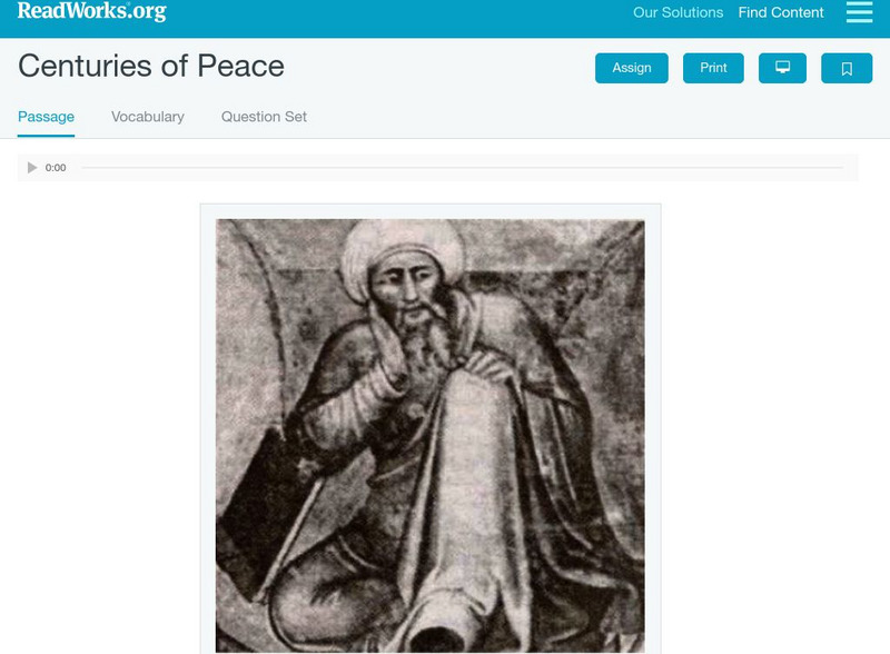 Read Works: Centuries of Peace Activity Read Works: Centuries of Peace Activity