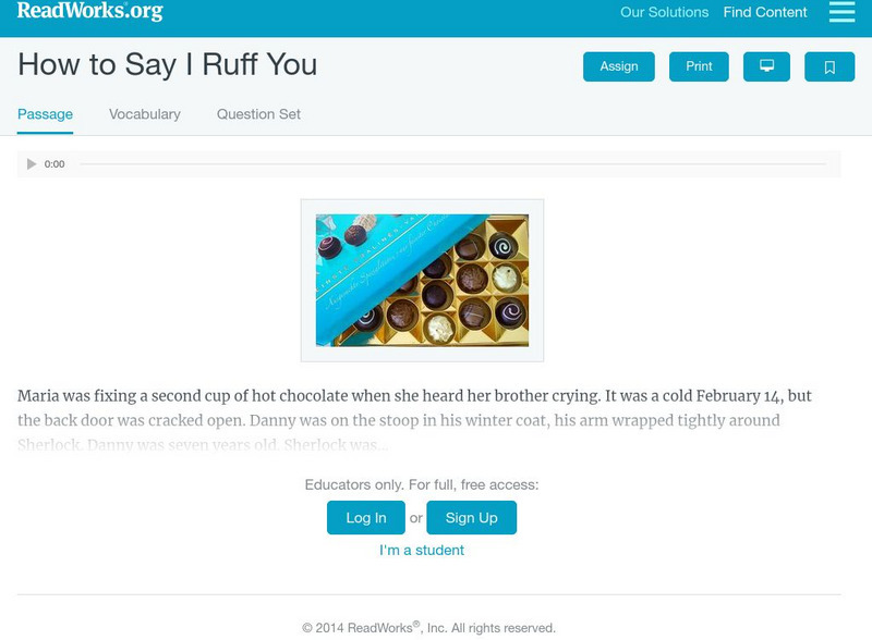 Read Works: How to Say I Ruff You Activity Read Works: How to Say I Ruff You Activity
