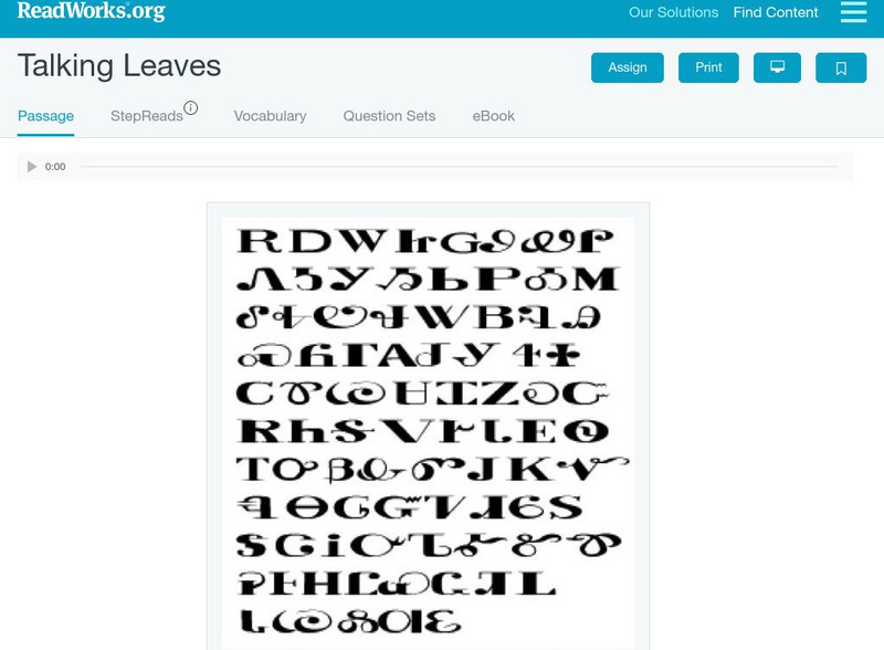 Read Works: Passages: A New Letter for the Alphabet Unit Plan Read Works: Passages: A New Letter for the Alphabet Unit Plan