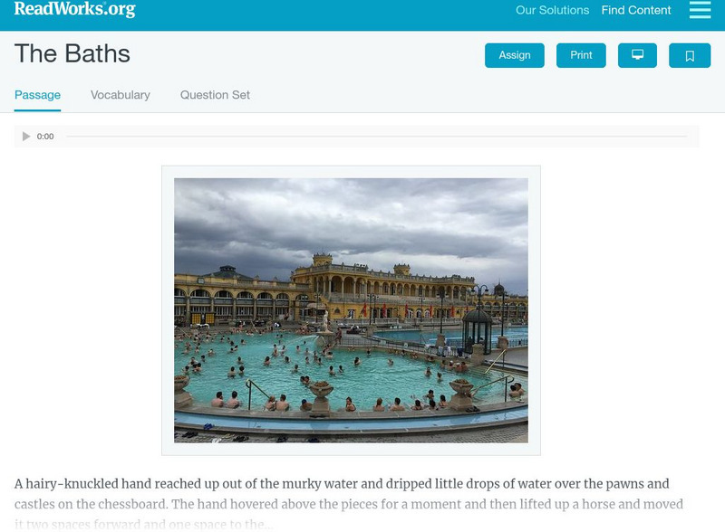 Read Works: The Baths Activity Read Works: The Baths Activity