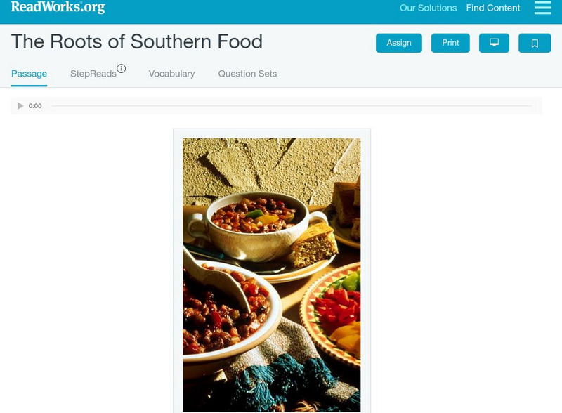 Read Works: The Roots of Southern Food Activity Read Works: The Roots of Southern Food Activity