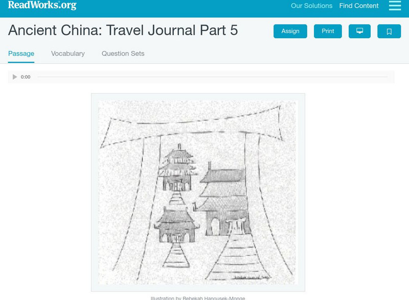 Read Works: My Travel Journal in China: Day 5 Activity Read Works: My Travel Journal in China: Day 5 Activity