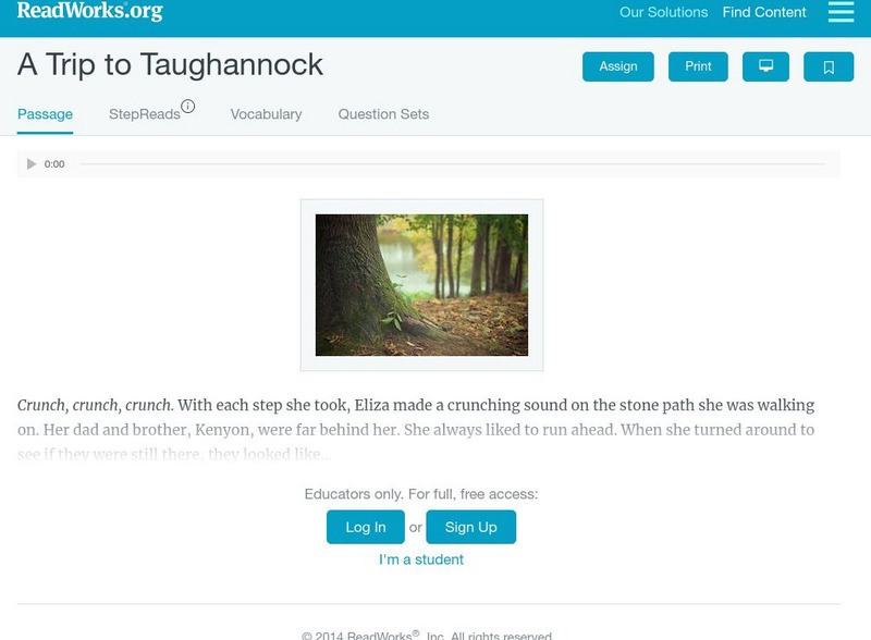 Read Works: A Trip to Taughannock Activity