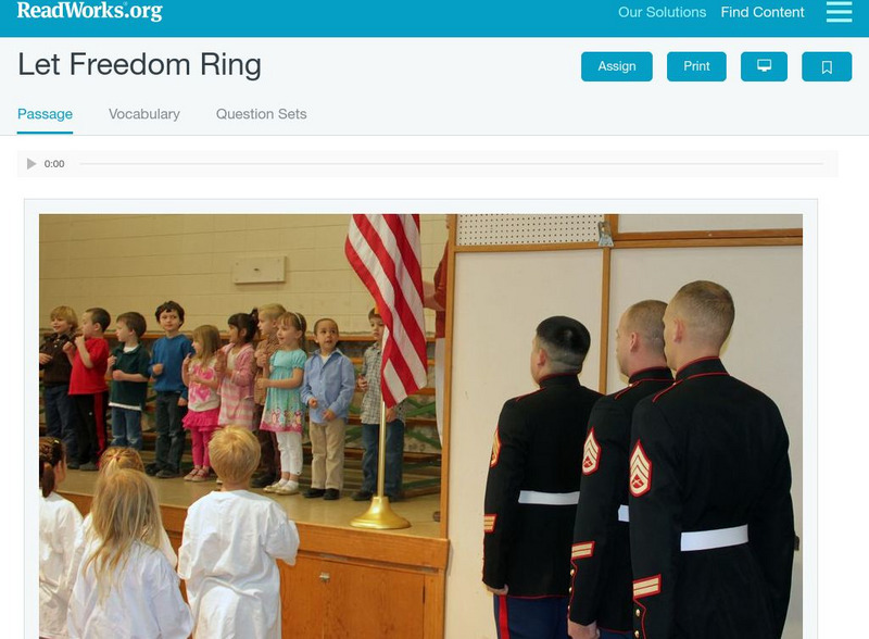 Read Works: Let Freedom Ring Activity Read Works: Let Freedom Ring Activity