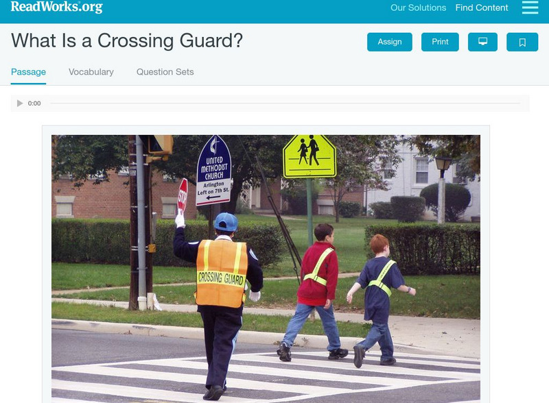 Read Works: What Is a Crossing Guard? Activity