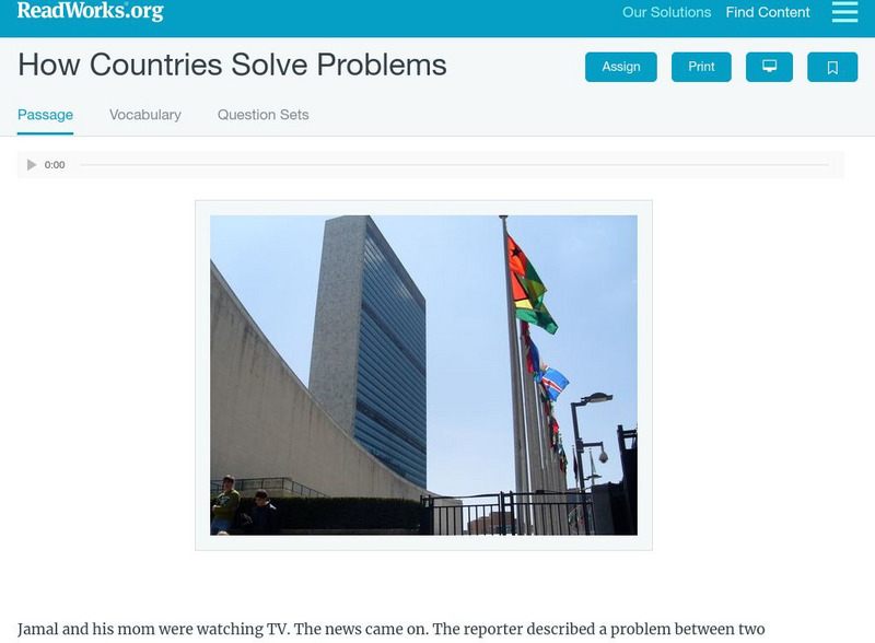 Read Works: Countries Solve Problems Activity Read Works: Countries Solve Problems Activity