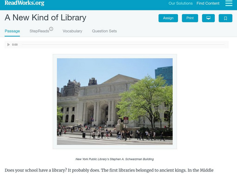 Read Works: A New Kind of Library Activity Read Works: A New Kind of Library Activity