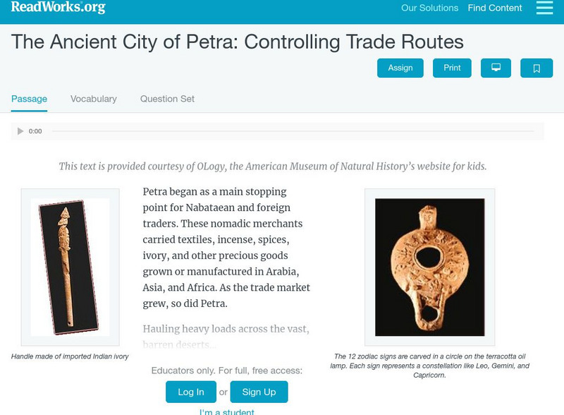 Read Works: The Ancient City of Petra: Controlling Trade Routes Activity Read Works: The Ancient City of Petra: Controlling Trade Routes Activity